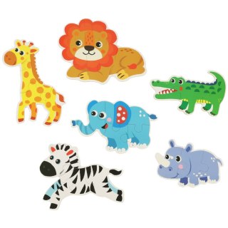 Puzzle dla dzieci układanka w puszce zwierzątka safari 25 puzzli 6 obrazków Kik Sp. z o. o. Sp. k.