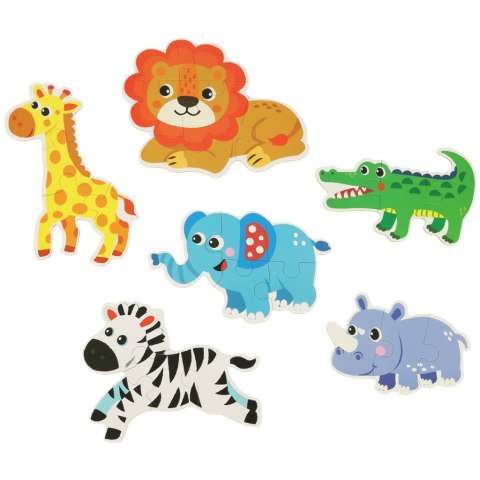 Puzzle dla dzieci układanka w puszce zwierzątka safari 25 puzzli 6 obrazków Kik Sp. z o. o. Sp. k.