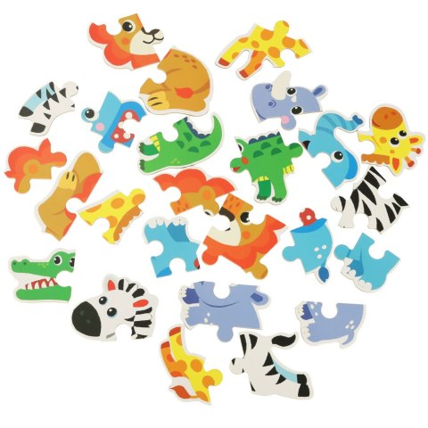 Puzzle dla dzieci układanka w puszce zwierzątka safari 25 puzzli 6 obrazków Kik Sp. z o. o. Sp. k.