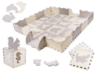 Mata edukacyjna piankowa puzzle szara ecru 36 elementów 150x150cm Kik Sp. z o. o. Sp. k.