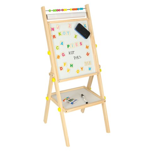 Tablica magnetyczna kredowa dwustronna drewniana literki kreda 38x37x90cm Kik Sp. z o. o. Sp. k.