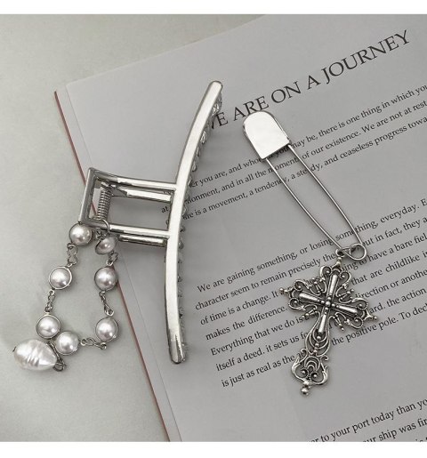 Ozdobna spinka, klamra do włosów - srebrna, z agrafką HaloFuture