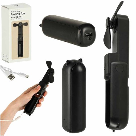 Wiatrak biurkowy wentylator mini ręczny składany wiatraczek przenośny USB czarny Kik Sp. z o. o. Sp. k.