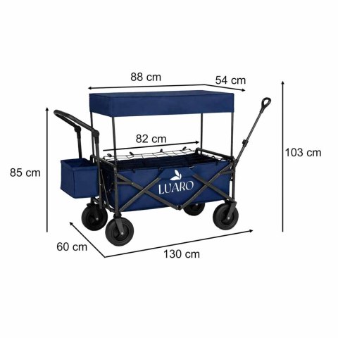 Wózek transportowy LUARO plażowy składany z daszkiem i siatką 120l granatowy Kik Sp. z o. o. Sp. k.