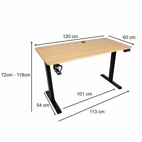 Biurko elektryczne regulowane pamięć panel sterowania 120x60cm drewno Kik Sp. z o. o. Sp. k.