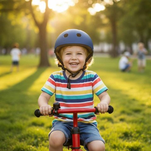 Kask rowerowy dla dziecka Trike Fix dziecięcy regulowany LED M 55-58cm granatowy Kik Sp. z o. o. Sp. k.