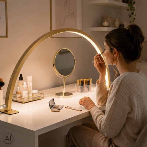 Lampa kosmetyczna LED bezcieniowa biurkowa do manicure paznokci łuk złota Kik Sp. z o. o. Sp. k.
