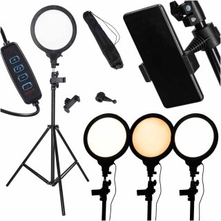 Lampa pierścieniowa studyjna LED ring okrągła do filmów 3 barwy światła panel Kik Sp. z o. o. Sp. k.