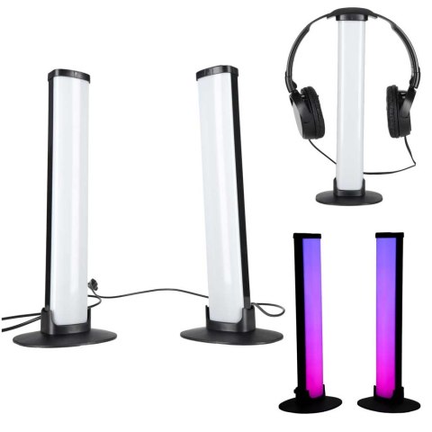 Lampka na biurko LED gamingowa RGB kolumny słupki na pilot zestaw 2 sztuki Kik Sp. z o. o. Sp. k.