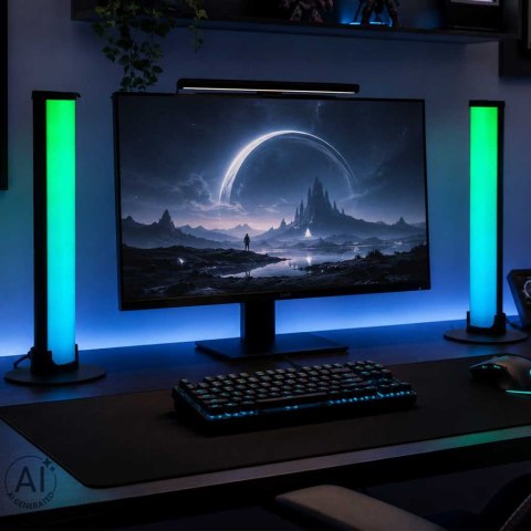 Lampka na biurko LED gamingowa RGB kolumny słupki na pilot zestaw 2 sztuki Kik Sp. z o. o. Sp. k.