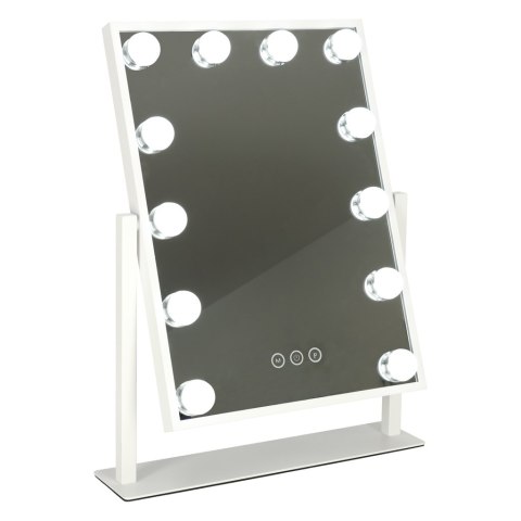 Lusterko do makijażu kosmetyczne podświetlane 12 LED Hollywood z 12 żarówkami USB 30 x 40 cm Kik Sp. z o. o. Sp. k.