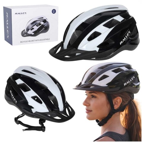 Kask rowerowy na rower RALLEX damski męski regulowany czarno-biały M 54-58cm SHANGHAI RALLEX INDUSTRIAL