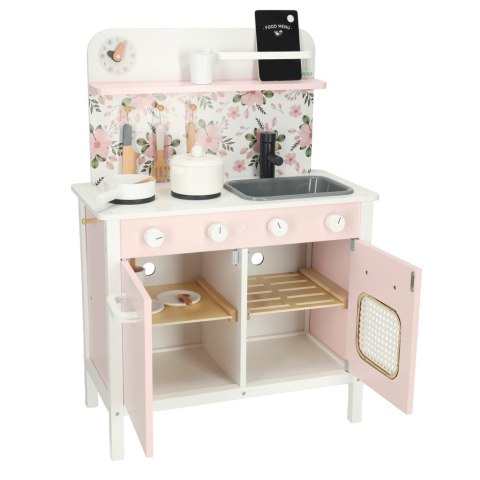 Kuchnia dla dzieci drewniana MDF LULILO FLORA akcesoria różowa 82cm Kik Sp. z o. o. Sp. k.