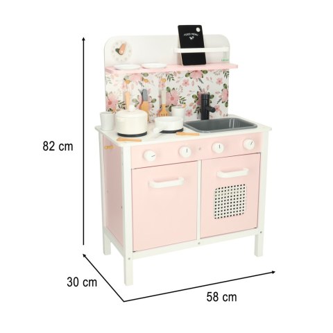 Kuchnia dla dzieci drewniana MDF LULILO FLORA akcesoria różowa 82cm Kik Sp. z o. o. Sp. k.