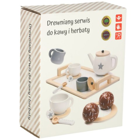 Serwis kawowy drewniany naczynia dla dzieci zestaw kuchenny do herbaty taca filiżanki OUTLET Kik Sp. z o. o. Sp. k.