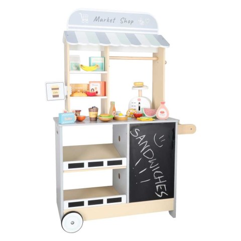 Sklep market drewniany stragan food truck z kostkarką do lodu na kółkach Kik Sp. z o. o. Sp. k.