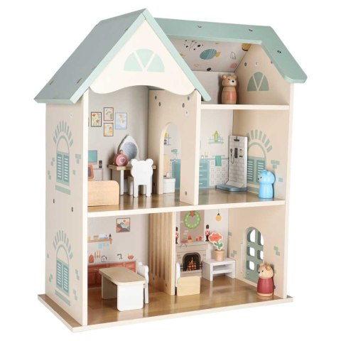 Domek dla lalek drewniany LULILO mebelki figurki 56cm miętowy Kik Sp. z o. o. Sp. k.