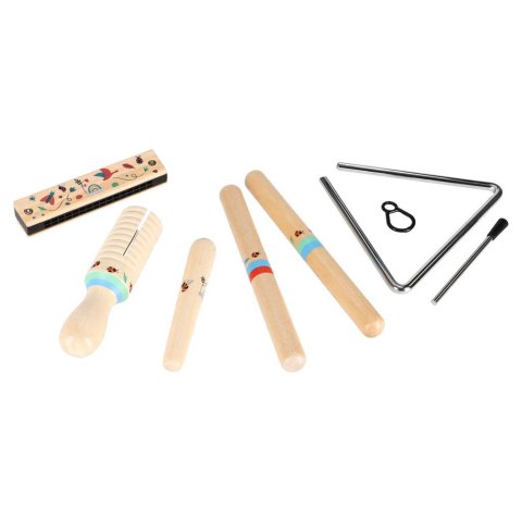 Instrumenty drewniane muzyczne dla dzieci trójkąt pałeczki harmonijka ustna tarka Kik Sp. z o. o. Sp. k.
