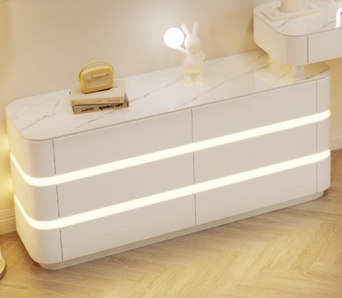 Toaletka kosmetyczna LED/ Komplet mebli blat 80 cm- Olga - kolor biały HaloFuture
