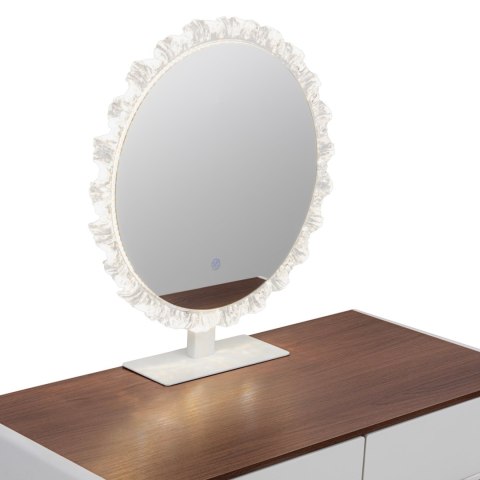 Toaletka kosmetyczna LED/ Komplet mebli blat 80 cm- Paula - kolor biały/orzech HaloFuture