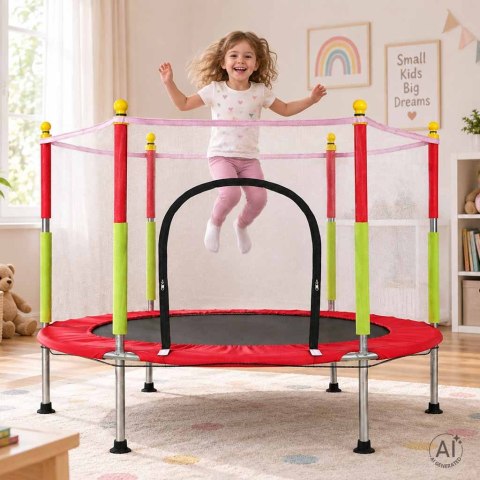 Trampolina do domu ogrodu dla dzieci siatka piłki 140cm 55inch czerwona Kik Sp. z o. o. Sp. k.