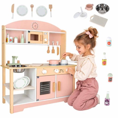 Kuchnia dla dzieci drewniana MDF MODERN CLASSIC akcesoria 82cm różowa Kik Sp. z o. o. Sp. k.