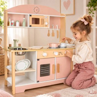 Kuchnia dla dzieci drewniana MDF MODERN CLASSIC akcesoria 81cm różowa Kik Sp. z o. o. Sp. k.