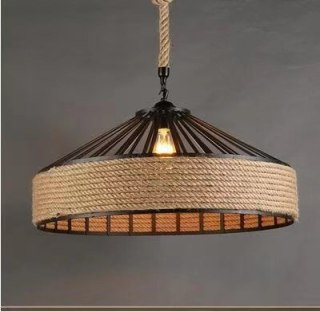 Lampa sufitowa z liny konopnej na oryginalnej jutowej linie - średnica 40 cm HaloFuture