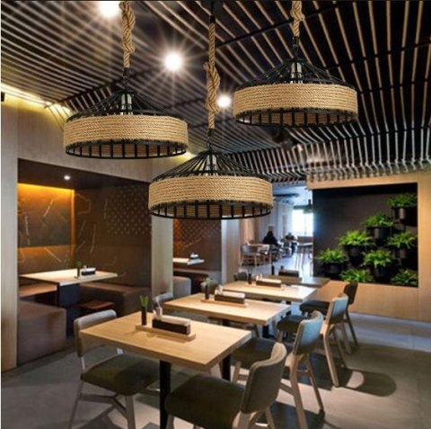 Lampa sufitowa z liny konopnej na oryginalnej jutowej linie - średnica 40 cm HaloFuture