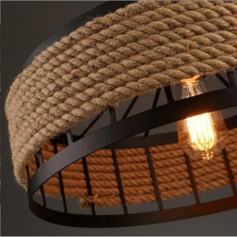 Lampa sufitowa z liny konopnej na oryginalnej jutowej linie - średnica 40 cm HaloFuture