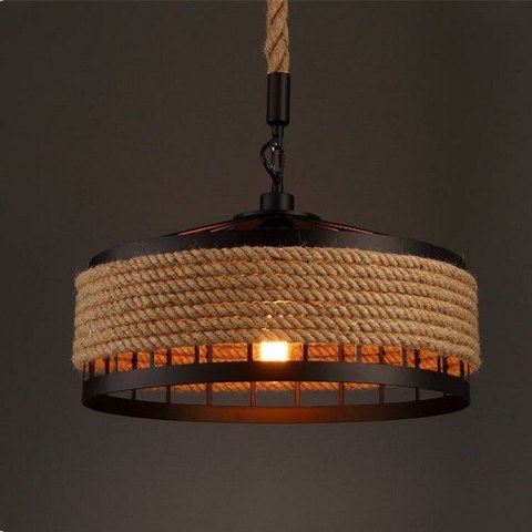 Lampa sufitowa z liny konopnej na oryginalnej jutowej linie - średnica 40 cm HaloFuture