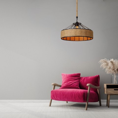 Lampa sufitowa z liny konopnej na oryginalnej jutowej linie - średnica 50 cm HaloFuture