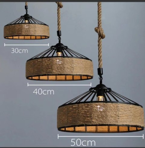 Lampa sufitowa z liny konopnej na oryginalnej jutowej linie - średnica 50 cm HaloFuture