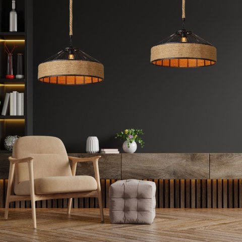 Lampa sufitowa z liny konopnej na oryginalnej jutowej linie - średnica 50 cm HaloFuture