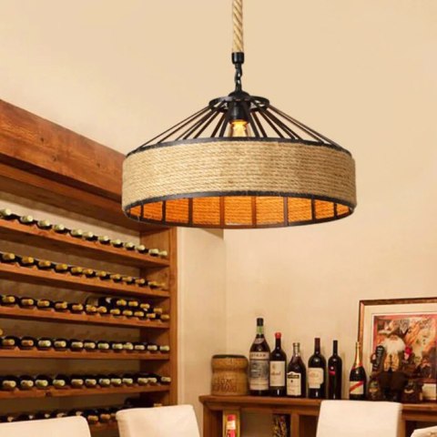 Lampa sufitowa z liny konopnej na oryginalnej jutowej linie - średnica 50 cm HaloFuture