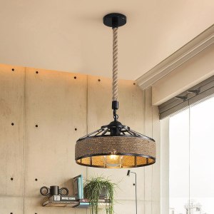 Lampa sufitowa z liny konopnej na oryginalnej jutowej linie - średnica 50 cm HaloFuture