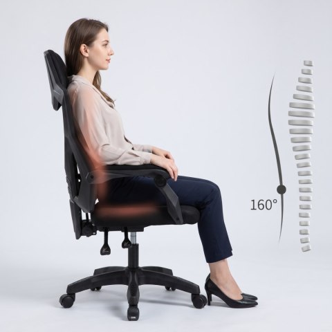 Ergonomiczny, obrotowy fotel biurowy, krzesło z zagłówkiem i podnóżkiem - czarny HaloFuture