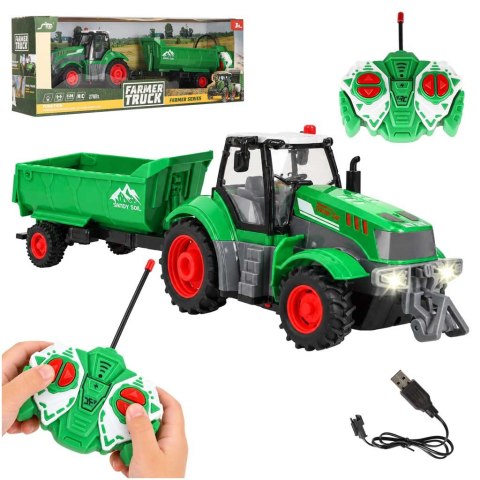 Traktor zdalnie sterowany ciągnik z przyczepą wywrotką 1:24 światła USB Kik Sp. z o. o. Sp. k.