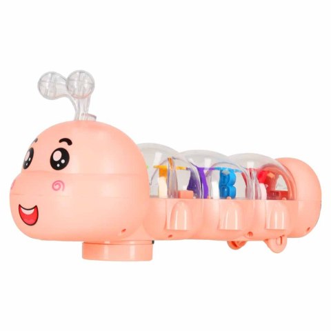 Zabawka interaktywna gąsienica pełzająca czujnik dźwięk światła LED różowa Kik Sp. z o. o. Sp. k.