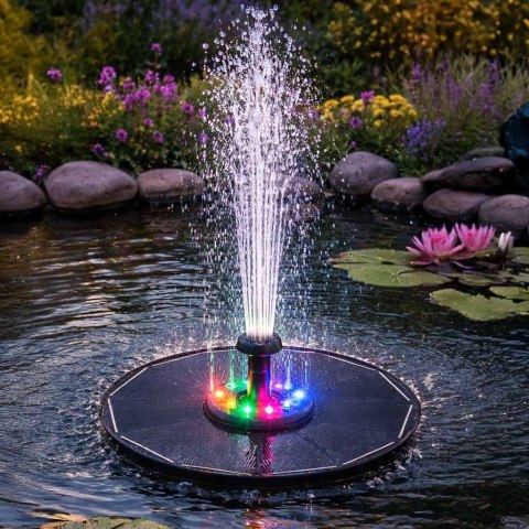 Fontanna solarna LUARO do oczka wodnego ogrodowa pompa pływająca LED RGB 16cm Kik Sp. z o. o. Sp. k.