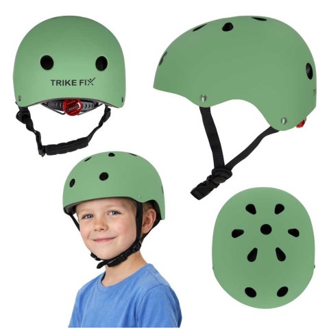 Kask rowerowy dla dziecka Trike Fix dziecięcy regulowany LED M 55-58cm zielony ciemny Kik Sp. z o. o. Sp. k.