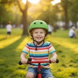 Kask rowerowy dla dziecka Trike Fix dziecięcy regulowany LED M 55-58cm zielony ciemny Kik Sp. z o. o. Sp. k.