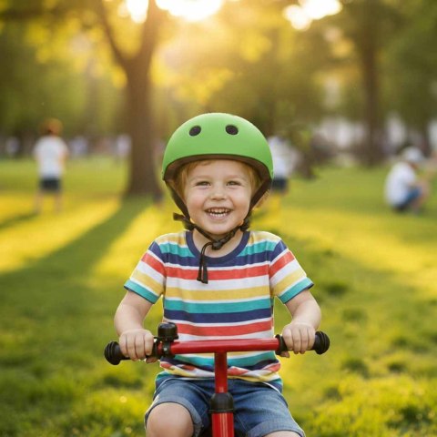 Kask rowerowy dla dziecka Trike Fix dziecięcy regulowany LED M 55-58cm zielony ciemny Kik Sp. z o. o. Sp. k.