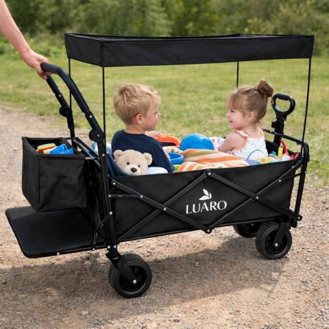 Wózek transportowy LUARO plażowy składany z daszkiem i siatką 120l czarny Kik Sp. z o. o. Sp. k.
