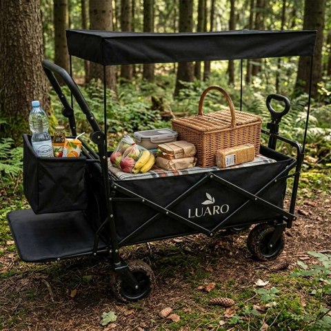 Wózek transportowy LUARO plażowy składany z daszkiem i siatką 120l czarny Kik Sp. z o. o. Sp. k.