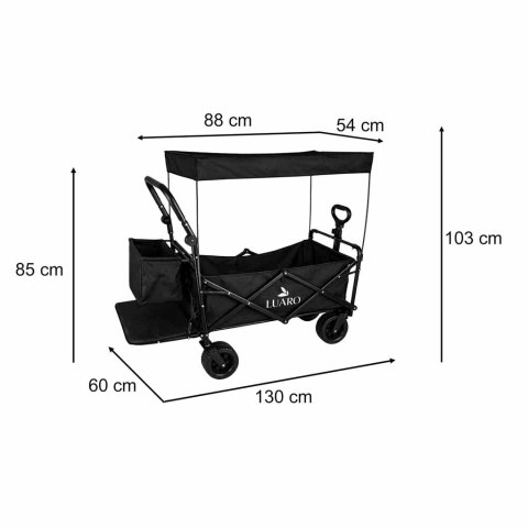 Wózek transportowy LUARO plażowy składany z daszkiem i siatką 120l czarny Kik Sp. z o. o. Sp. k.