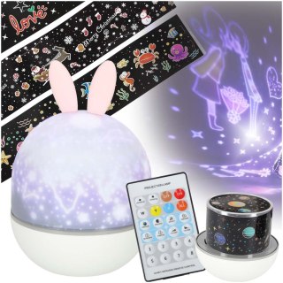 Lampka nocna projektor gwiazd LED USB obrotowy 6 motywów pilot królik Kik Sp. z o. o. Sp. k.