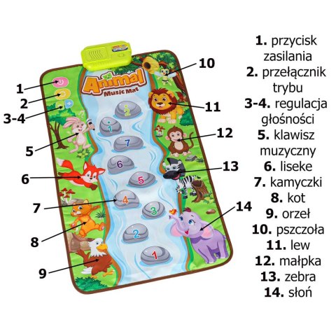 Mata edukacyjna dla dziecka interaktywna muzyczna grająca zwierzątka Kik Sp. z o. o. Sp. k.