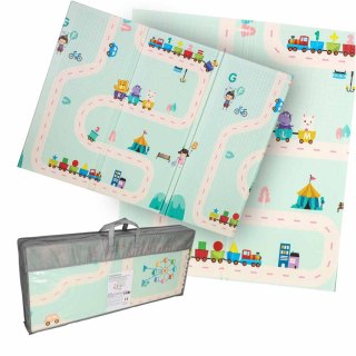 Mata edukacyjna piankowa dwustronna składana pandy ulica 180 x 200cm Kik Sp. z o. o. Sp. k.