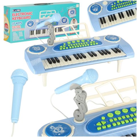 Keyboard dla dzieci pianinko interaktywne organki 37 klawiszy mikrofon statyw niebieski Kik Sp. z o. o. Sp. k.
